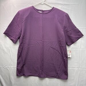 NWT Vintage 90s Women's Liz Baker Plum Blouse Top Dress Shirt Size Small